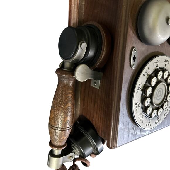 Vintage Oak Wood AT&T Landline Wall Phone by Western Electric-Push Button Dial - Picture 5 of 8